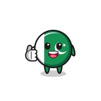 pakistan flag mascot doing thumbs up gesture vector