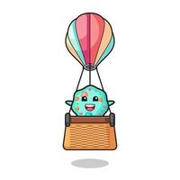 amoeba mascot riding a hot air balloon vector