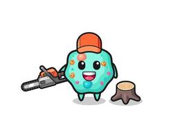 amoeba lumberjack character holding a chainsaw vector