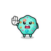 amoeba character doing stop gesture vector