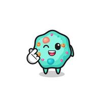 amoeba character doing Korean finger heart vector