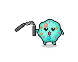 cartoon of amoeba using nunchaku vector