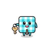 cute checkered tablecloth as a real estate agent mascot vector