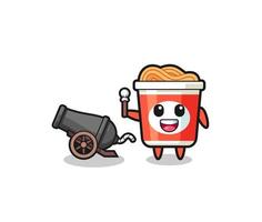 cute instant noodle shoot using cannon vector