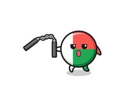 cartoon of madagascar flag using nunchaku vector