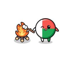 madagascar flag character is burning marshmallow vector