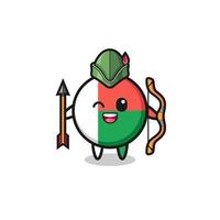 madagascar flag cartoon as medieval archer mascot vector