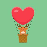 Cute Deer Hot Air Balloon Cartoon vector
