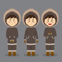 Eskimo Alaska Character with Various Expression vector