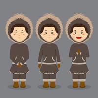 Eskimo Alaska Character with Various Expression vector