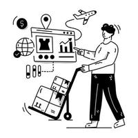 A hand drawn vector illustration of web logistics