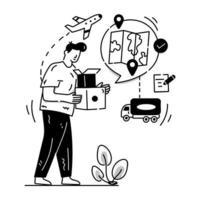 An illustration of delivery location in hand drawn style vector