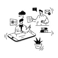 A trendy hand drawn illustration of technology law vector