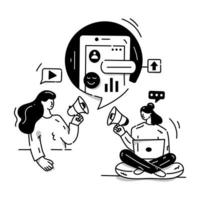 A hand drawn vector illustration of mobile advertising