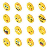 emoticonos con diferentes expresiones faciales vector