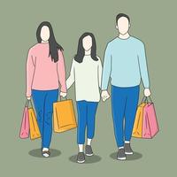 people with shopping bags vector