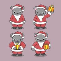 Mouse cartoon wearing santa clothes vector