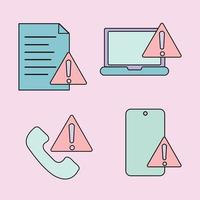 Four warning sign icon isolated on pink background vector