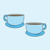 A pair of blue cups isolated on soft blue background. vector