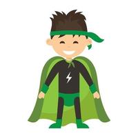 Cute kid superhero cartoon character vector