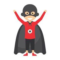 Cute kid superhero cartoon character vector