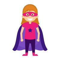 Cute kid superhero cartoon character girl vector