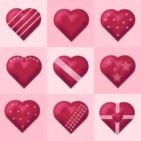 Love icon with different motif isolated on pink background. 3D Vector