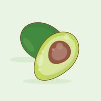 Avocado fruit cut isolated on soft green background vector