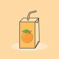 jugo de naranja en una caja aislada en un fondo naranja suave