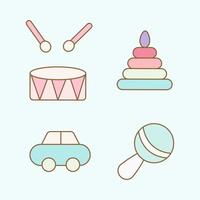 Baby equipment icon bundles isolated on soft background.