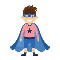 Cute kid superhero cartoon character vector