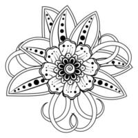 flor mehndi para henna, mehndi, tatuaje, decoración. adorno decorativo en estilo étnico oriental, adorno de doodle, dibujo a mano de contorno. página de libro para colorear. vector