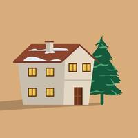 house and pine vector