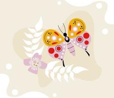 pink and yellow butterfly vector