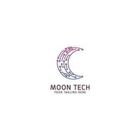 Logo illustration with moon and technology concept vector