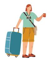 tourist man with suitcase vector