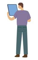 man using tablet vector