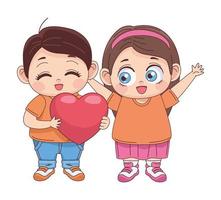 little lovers with heart vector