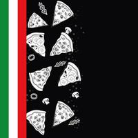 bandera italiana y pizzas vector