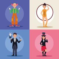 four circus show characters vector