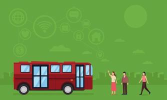 smartcity with people and bus vector