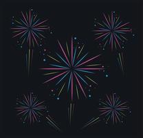 five fireworks explosion icons vector