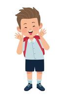 little blond schoolboy with bag vector