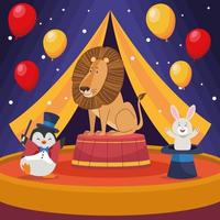 three animals in circus vector