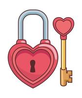 heart padlock and key vector