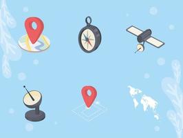 six gps service icons vector