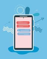 smartphone with chat bubbles vector