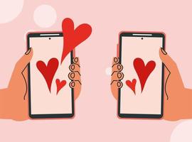 smartphones with hearts vector
