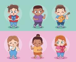 six little lovers characters vector