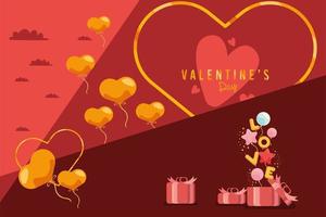 valentines day golden hearts vector